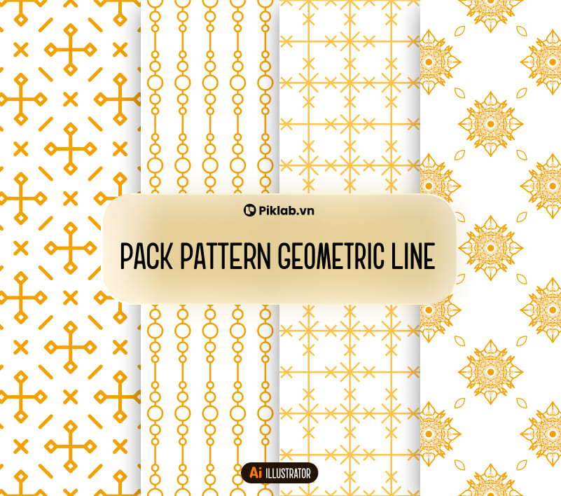Pack Patterns Geometric Line, Bộ Pattern Hình Học Đẹp Cho Thiết Kế, Họa Tiết Chữ Thập, Mắt Xích, Sao 4 Cánh, Hoa Văn Mandala